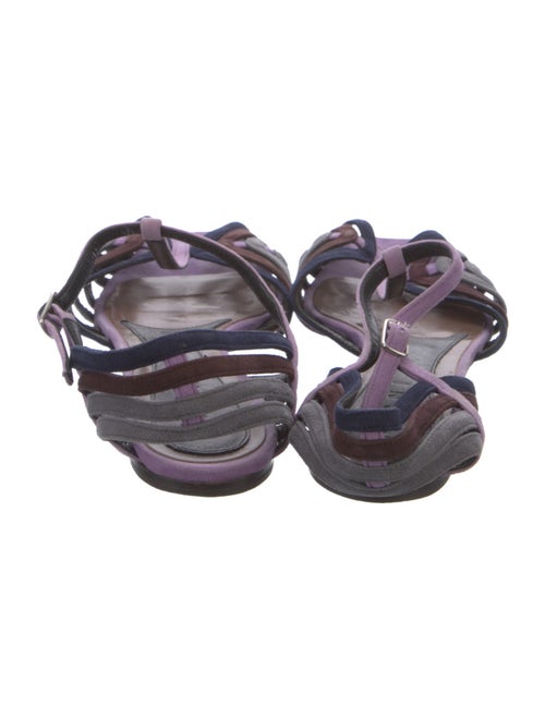 Marni Suede Lasercut Accents T-Strap Sandals