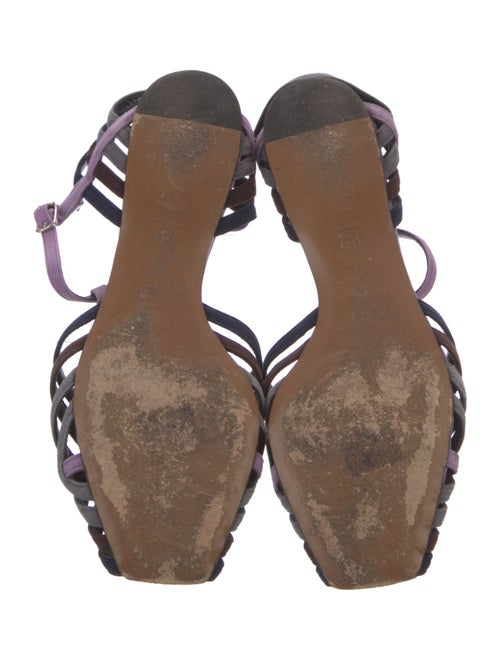 Marni Suede Lasercut Accents T-Strap Sandals