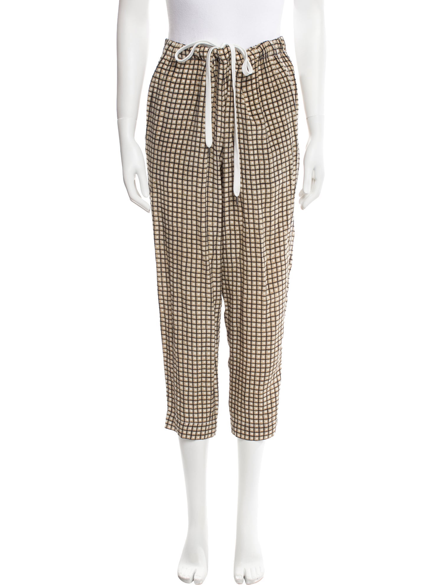 Marni Silk Plaid Print Sweatpants