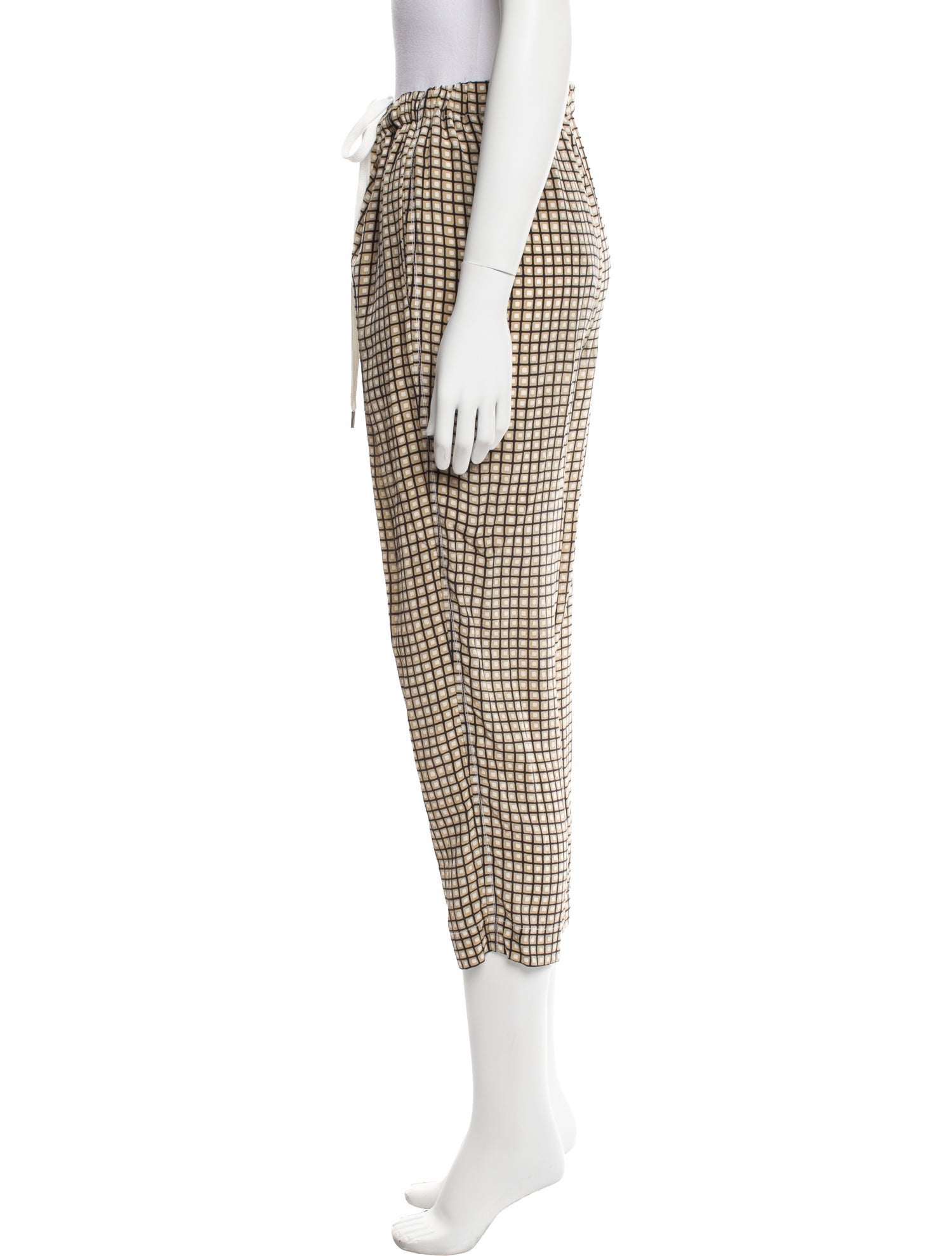 Marni Silk Plaid Print Sweatpants