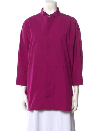 Marni Mock Neck Three-Quarter Sleeve Blouse