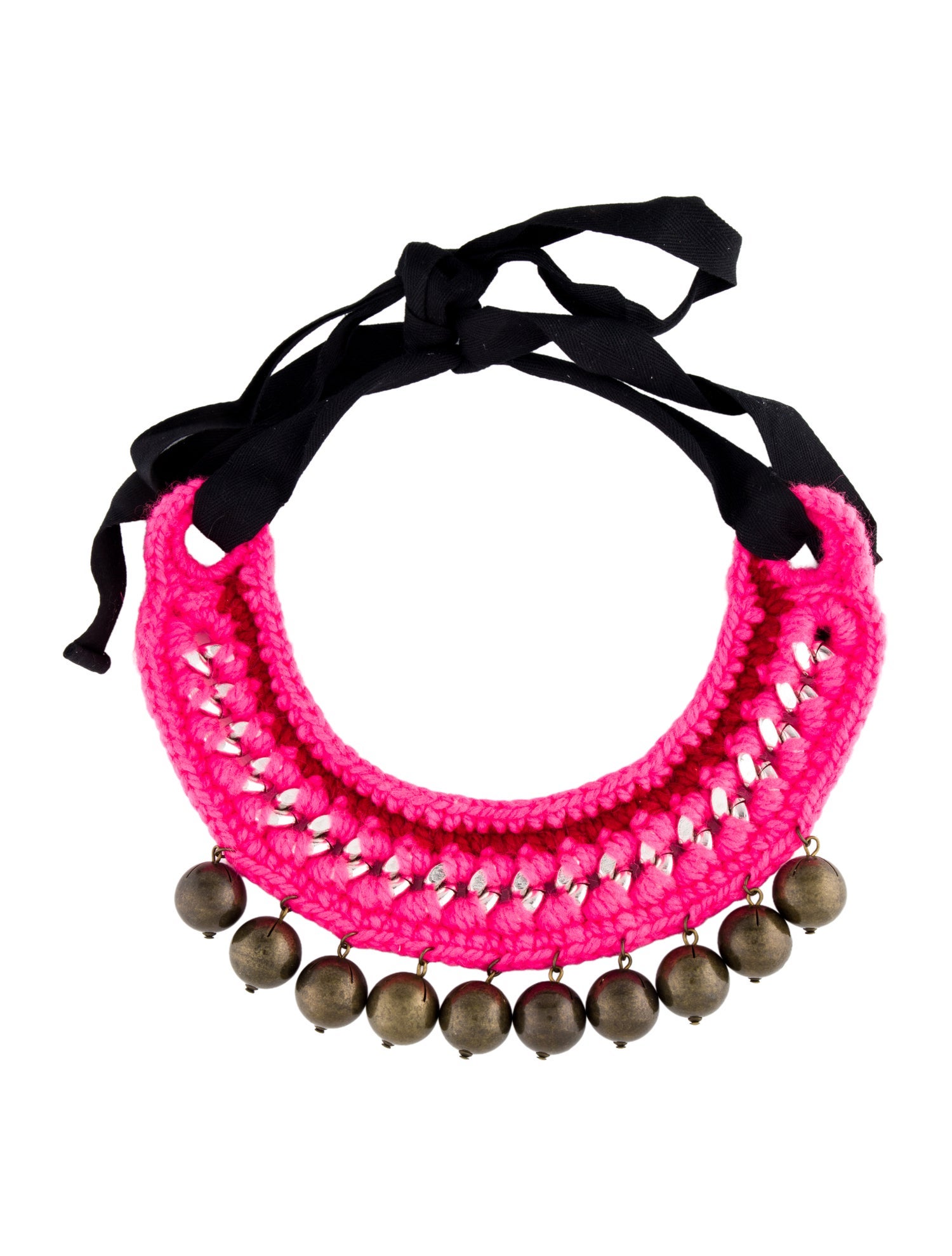 Marni Ribbon Knitted Bell Collar Necklace