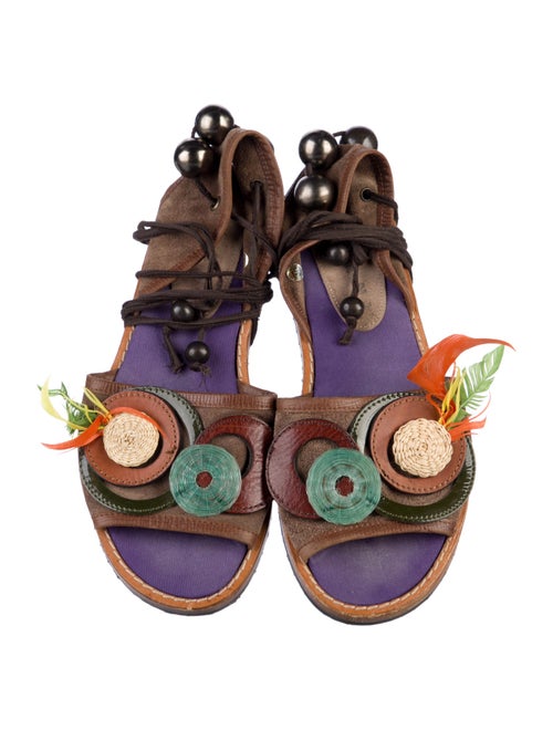 Marni Suede Floral Print Gladiator Sandals