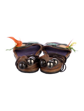 Marni Suede Floral Print Gladiator Sandals