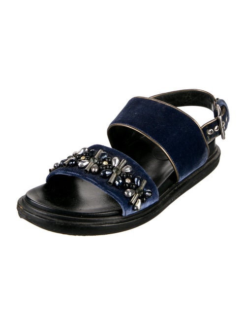 Marni Velvet Crystal Embellishments Slingback Sandals