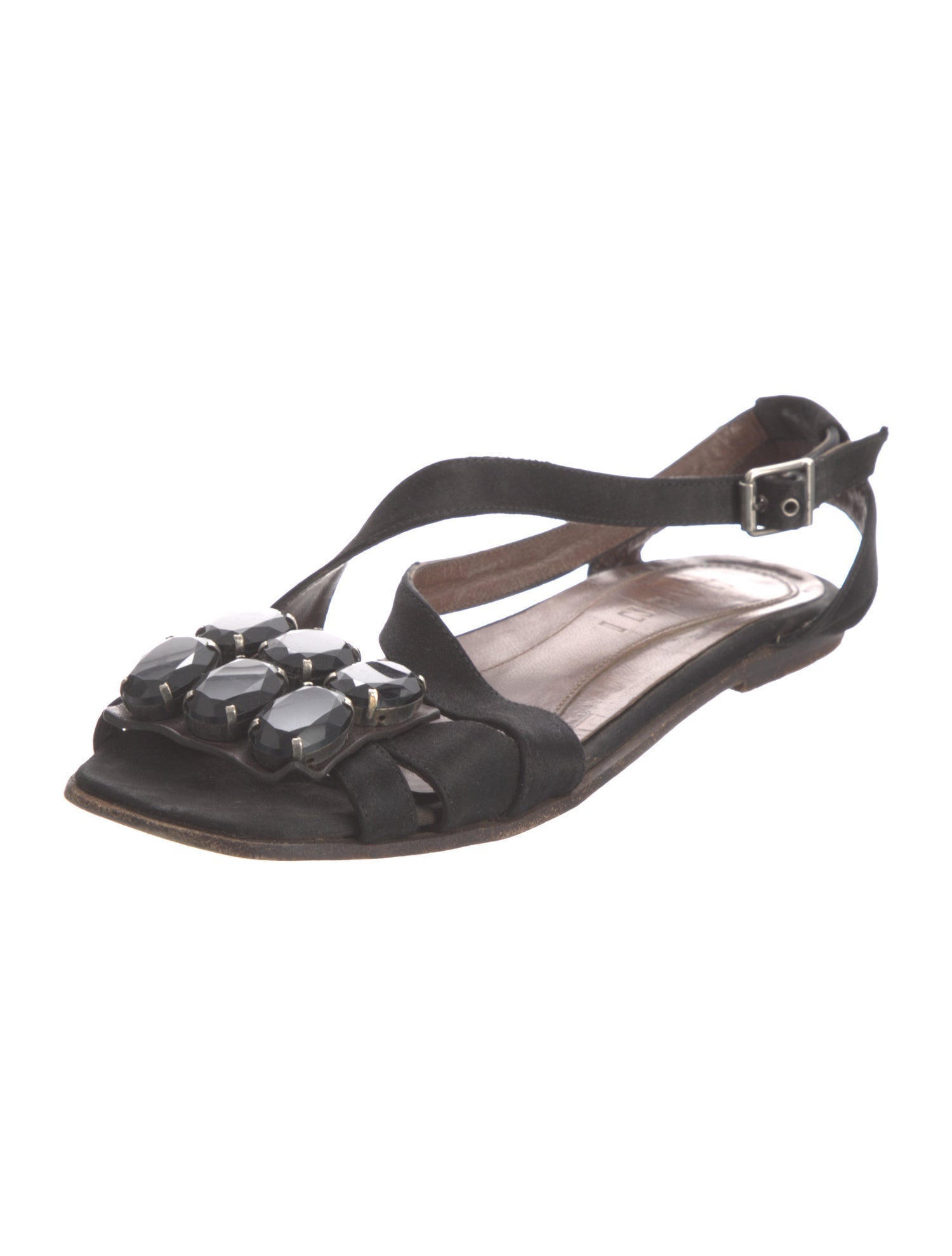 Marni Vinyl Crystal Embellishments Sandals