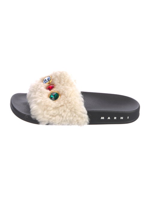 Marni Leather Crystal Embellishments Slides