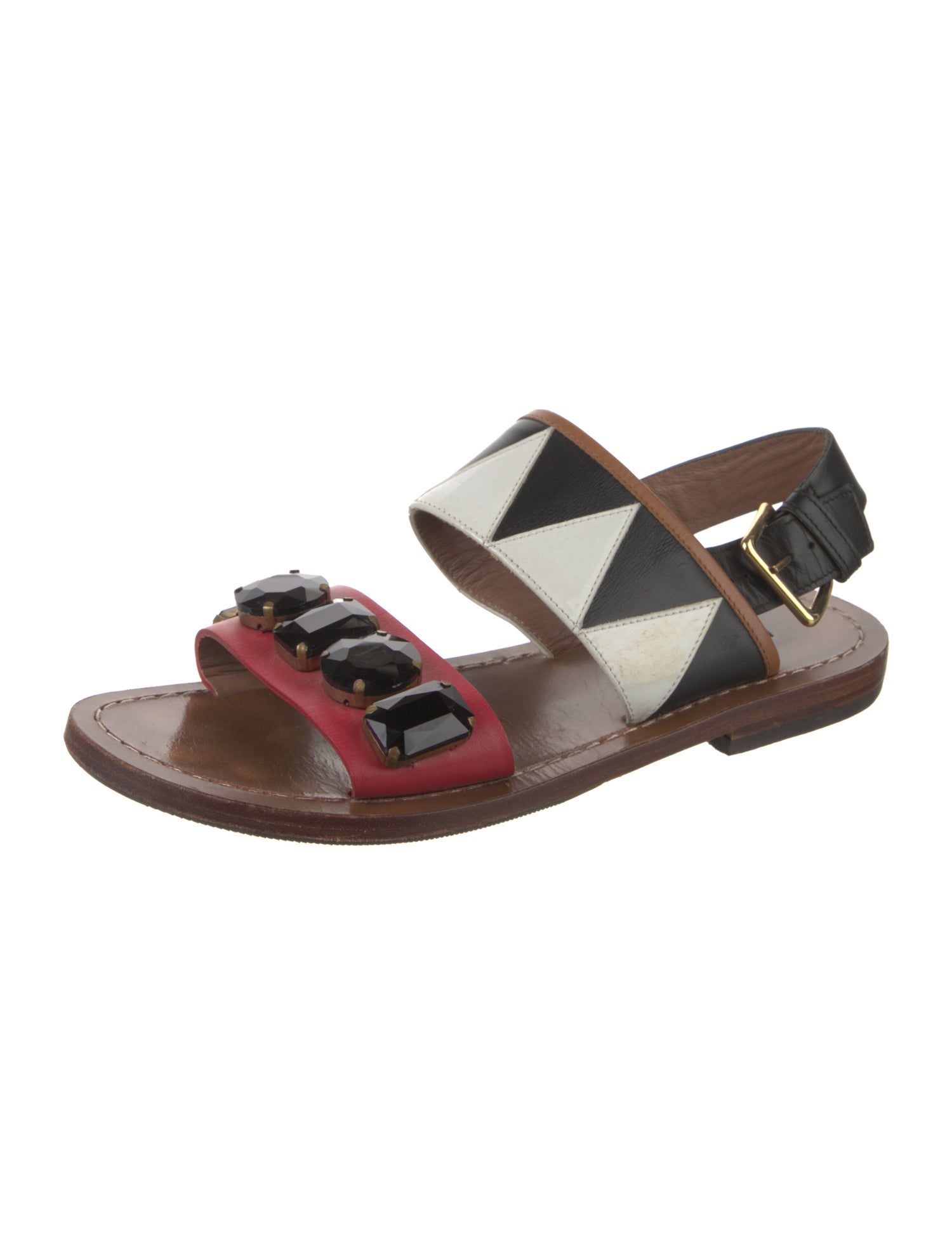 Marni Leather Printed Slingback Sandals