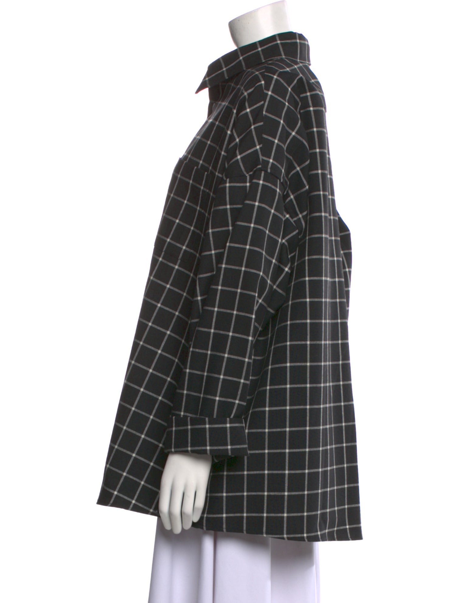 Marni Virgin Wool Plaid Print Button-Up Top w/ Tags