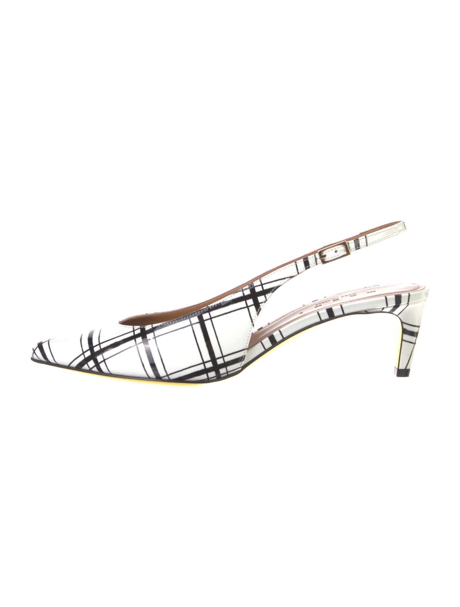 Marni Patent Leather Plaid Print Slingback Pumps w/ Tags