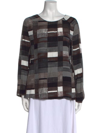 Marni Plaid Print Bateau Neckline Blouse