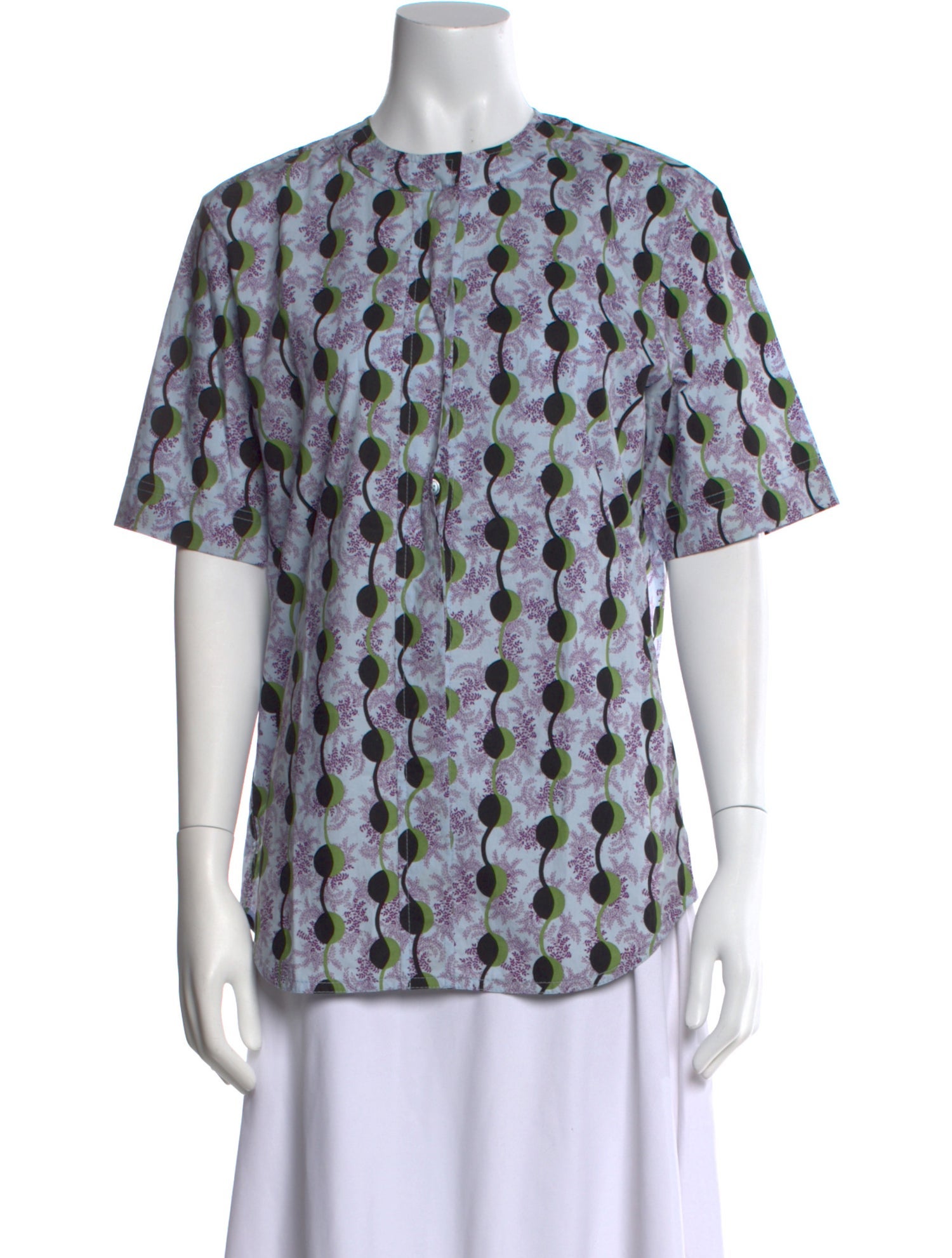 Marni Printed Crew Neck Button-Up Top