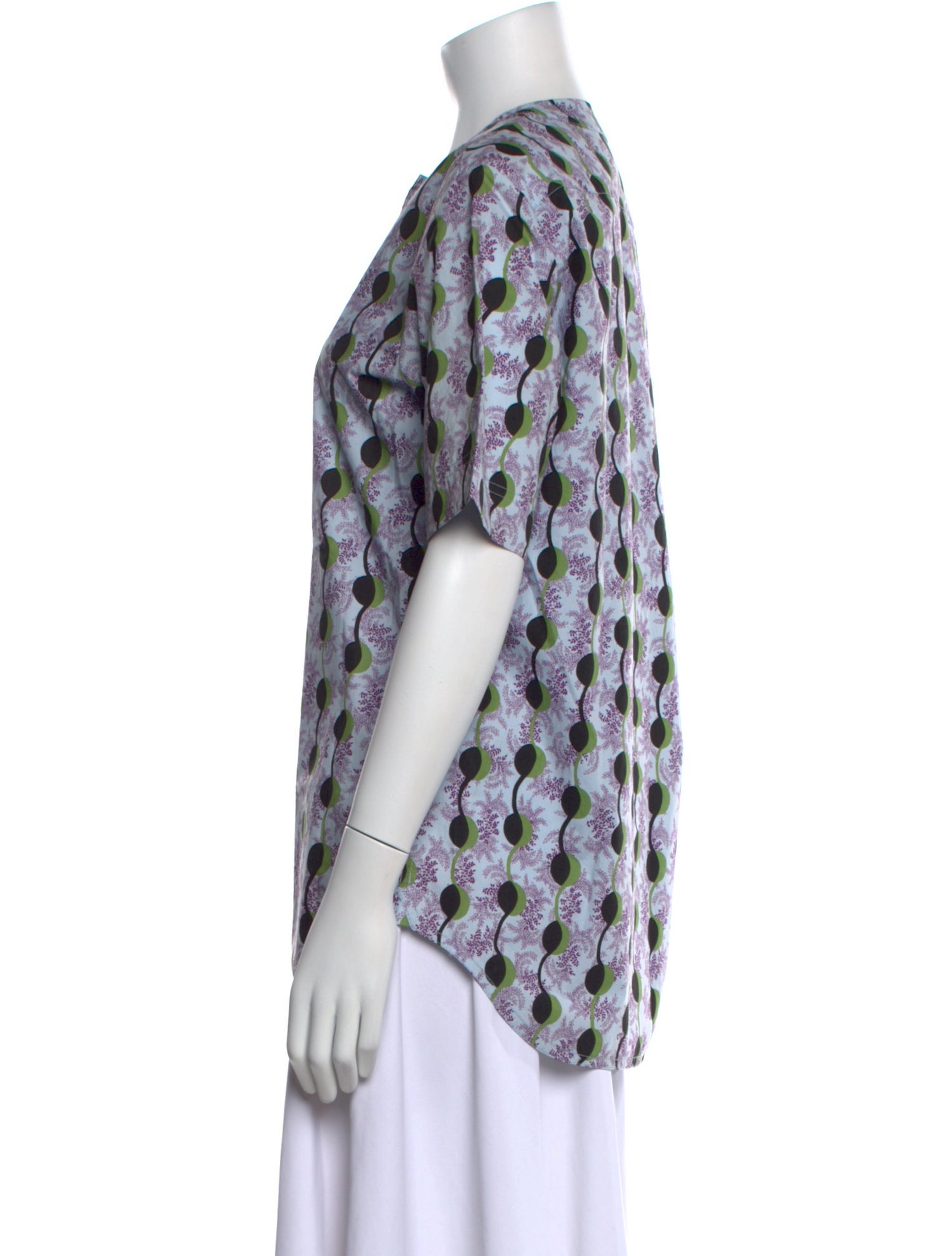 Marni Printed Crew Neck Button-Up Top