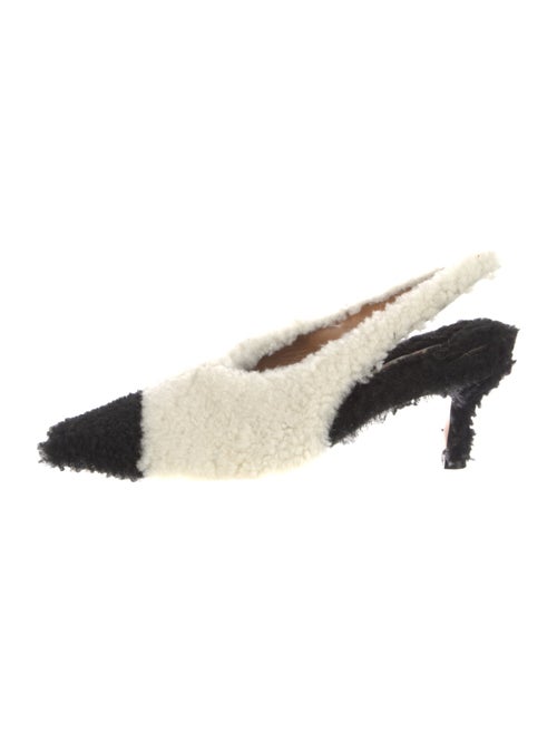 Marni Shearling Colorblock Pattern Slingback Pumps