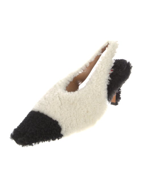 Marni Shearling Colorblock Pattern Slingback Pumps