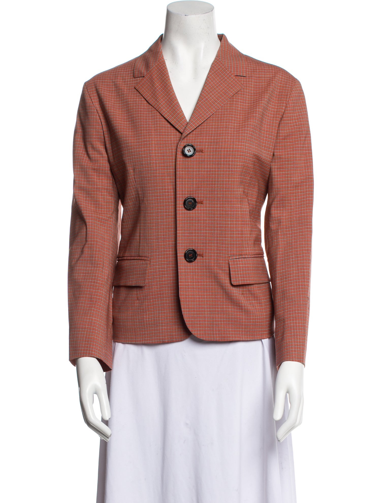 Marni Virgin Wool Plaid Print Blazer