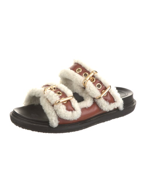 Marni Leather Fur Trim Slides