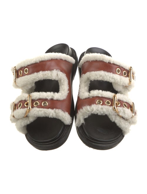 Marni Leather Fur Trim Slides