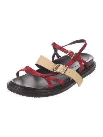 Marni Satin Colorblock Pattern Slingback Sandals