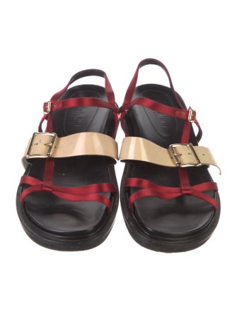 Marni Satin Colorblock Pattern Slingback Sandals