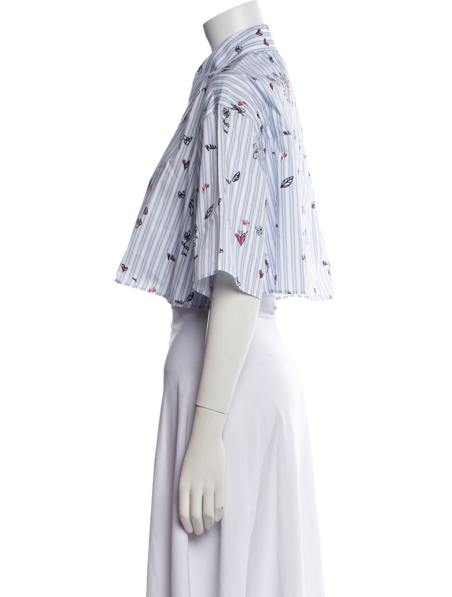 Marni Striped Three-Quarter Sleeve Crop Top