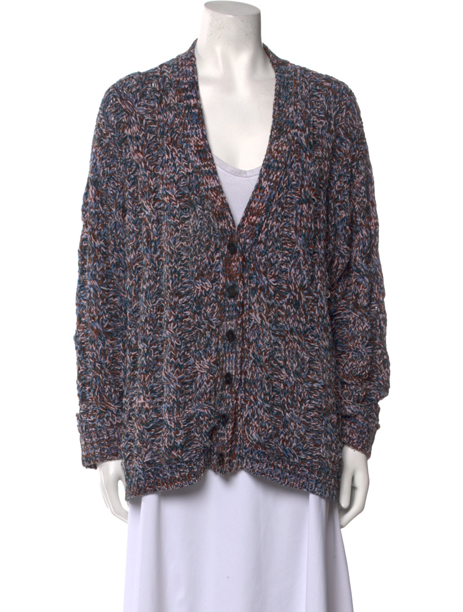 Marni Tweed Pattern V-Neck Sweater