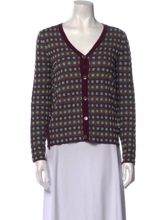 Marni Plaid Print V-Neck Sweater