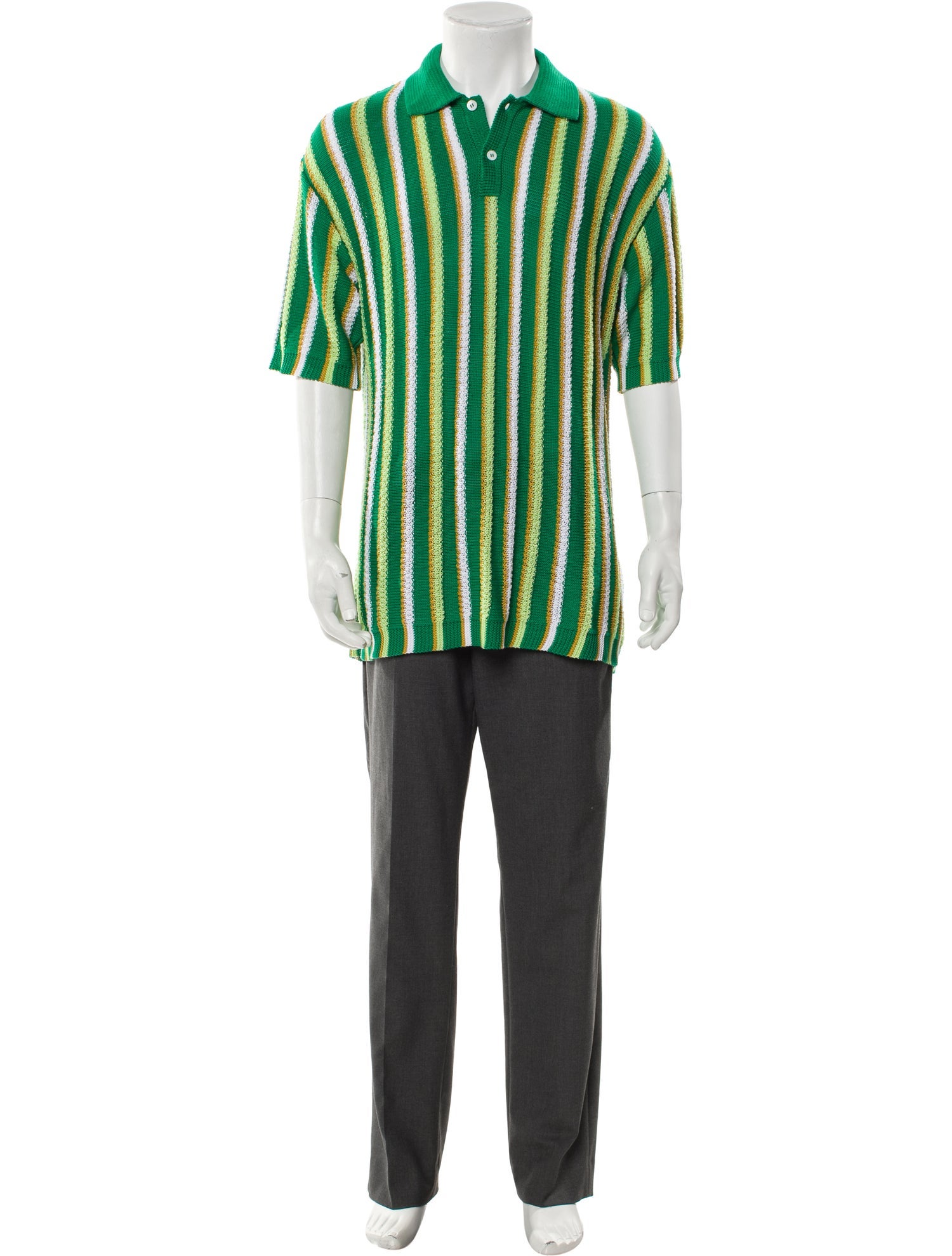 Marni Striped V-Neck Polo Shirt
