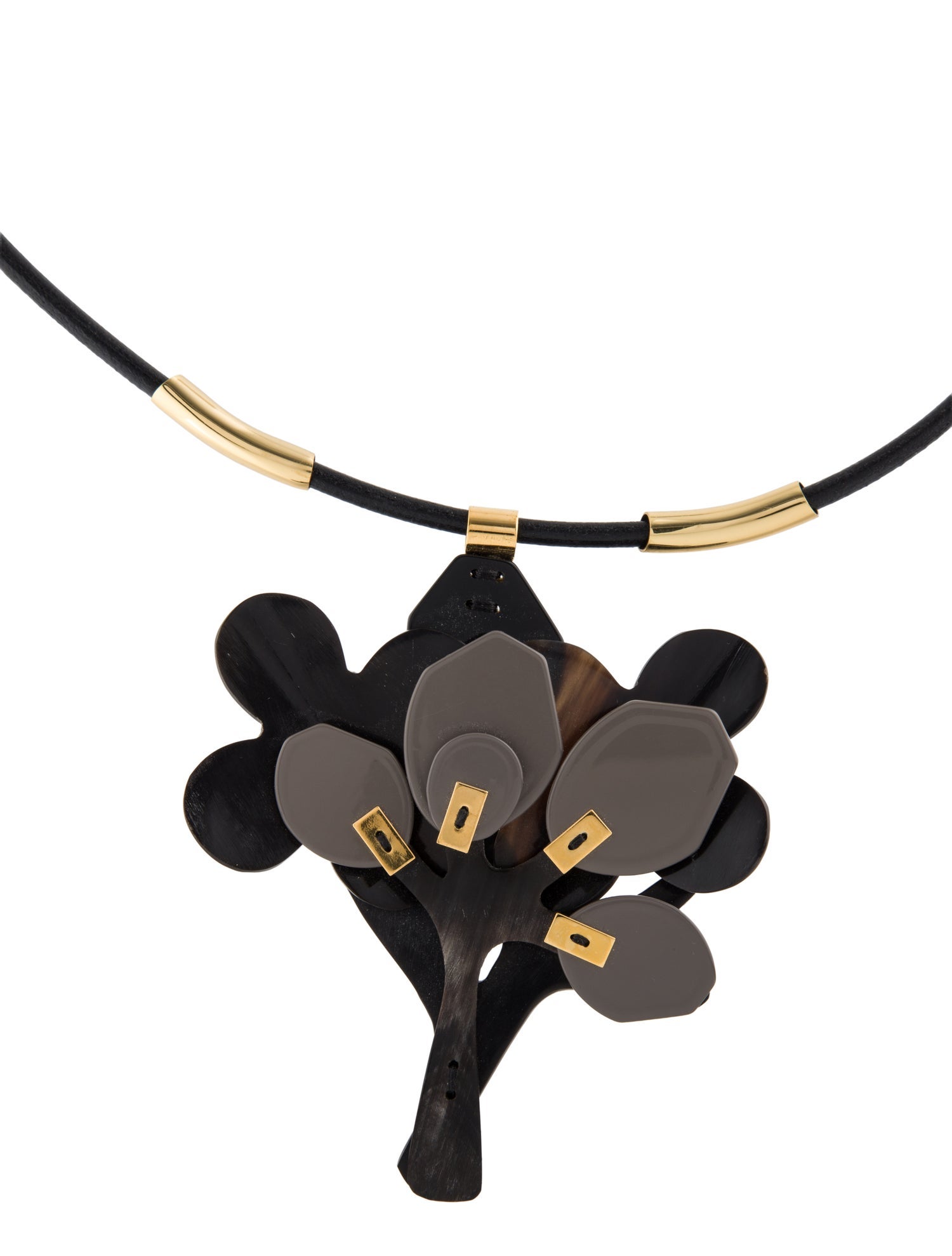 Marni Horn & Leather Tree Pendant Necklace