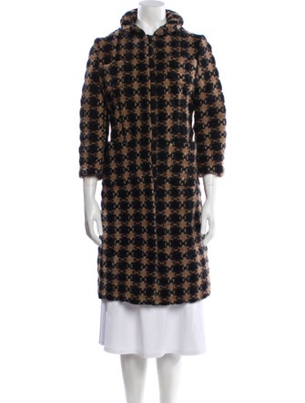 Marni Wool Printed Faux Fur Coat