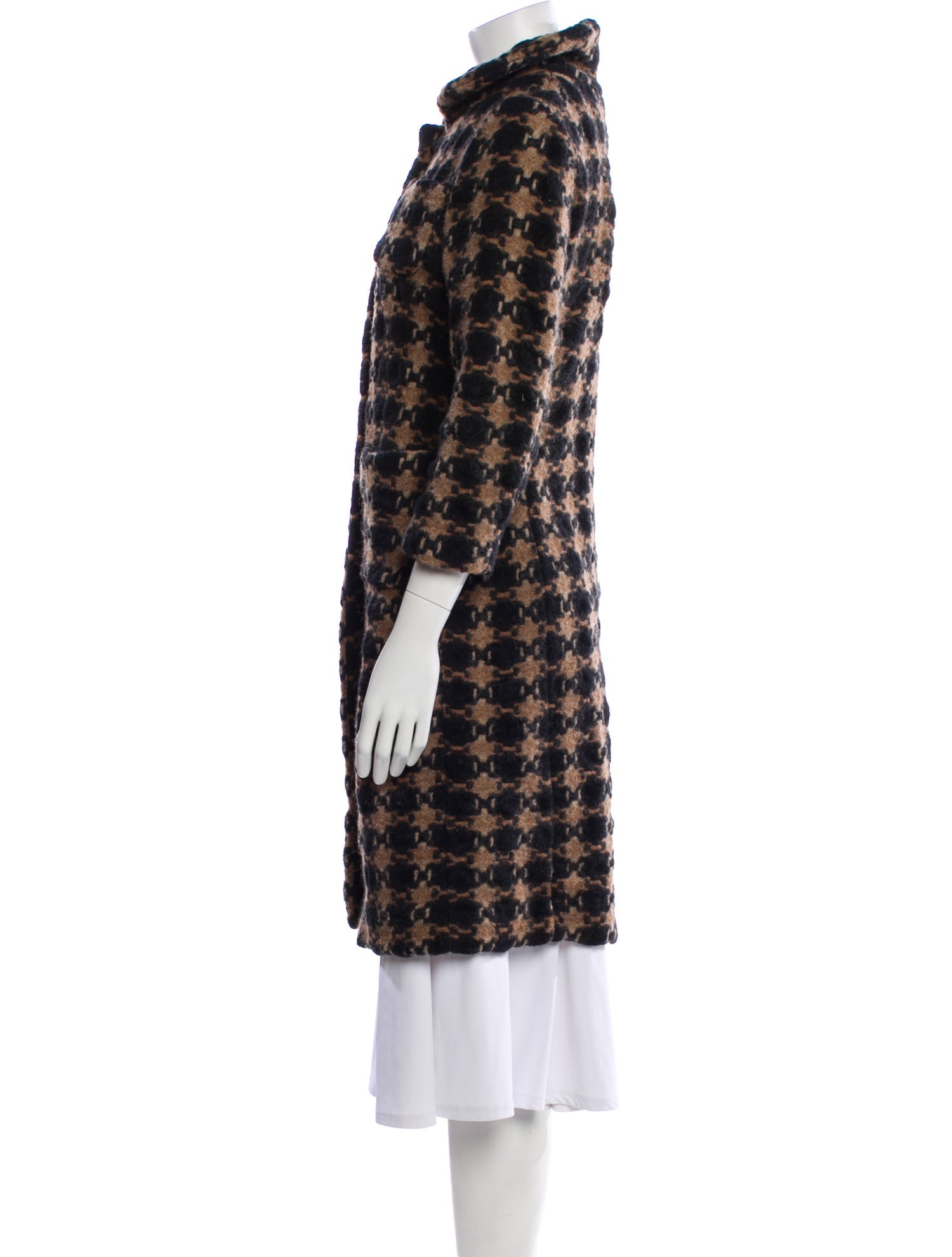 Marni Wool Printed Faux Fur Coat