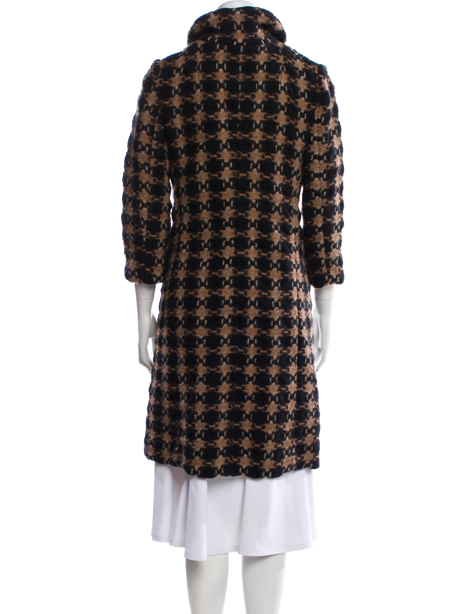 Marni Wool Printed Faux Fur Coat