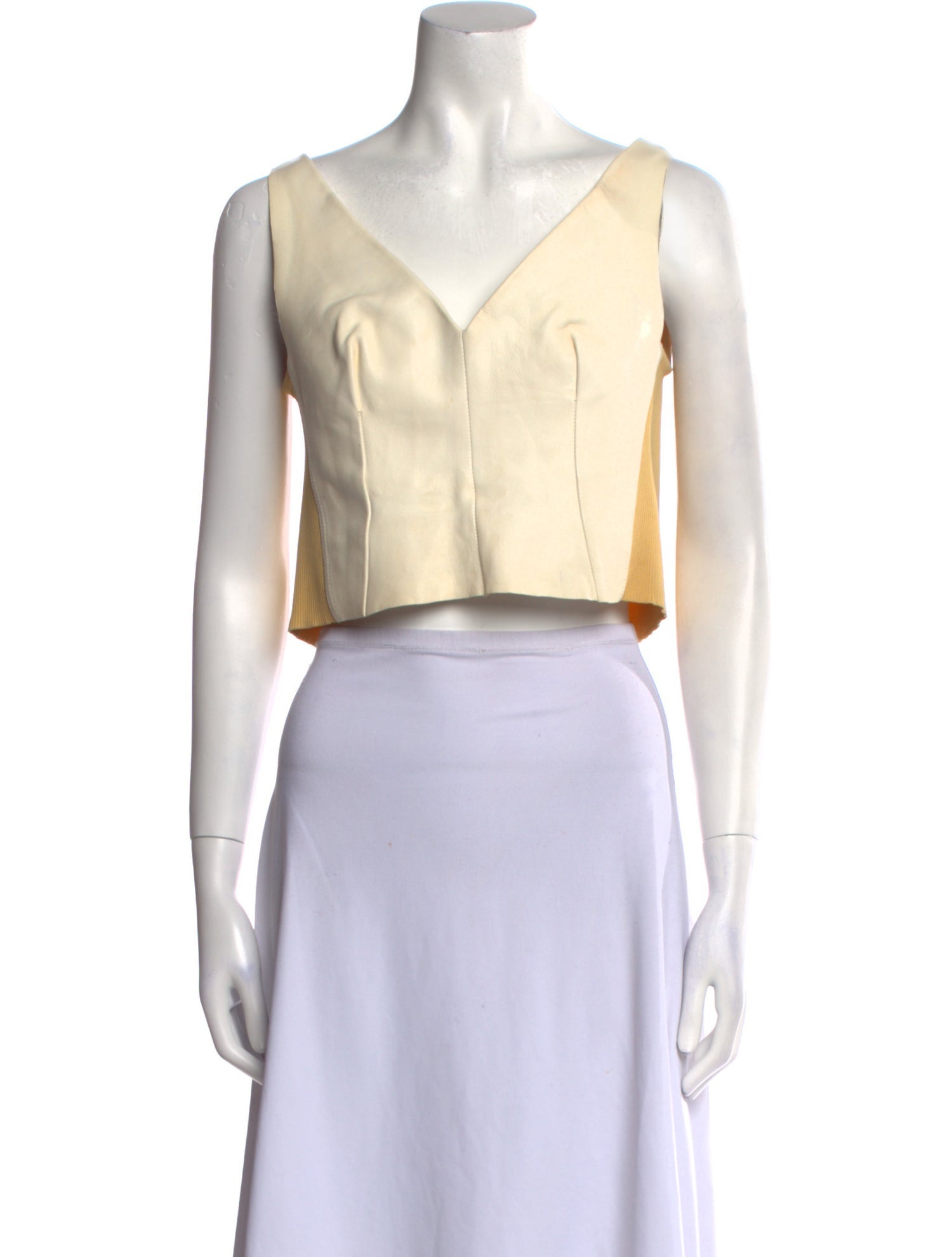 Marni Leather V-Neck Crop Top