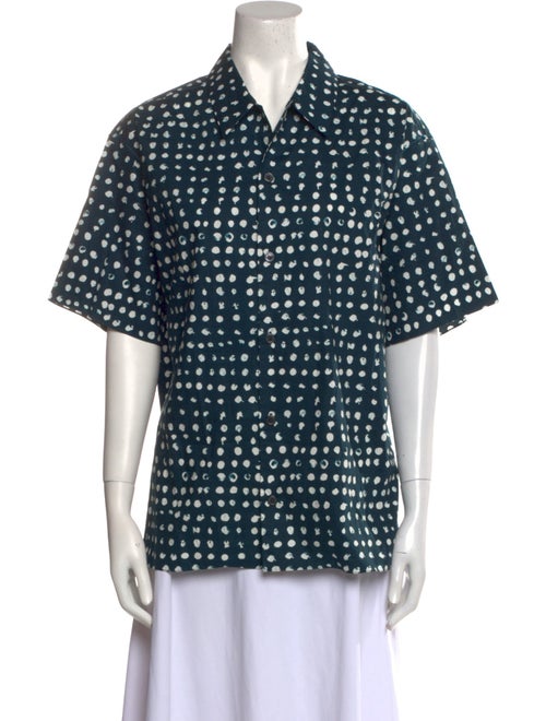 Marni Printed Short Sleeve Button-Up Top