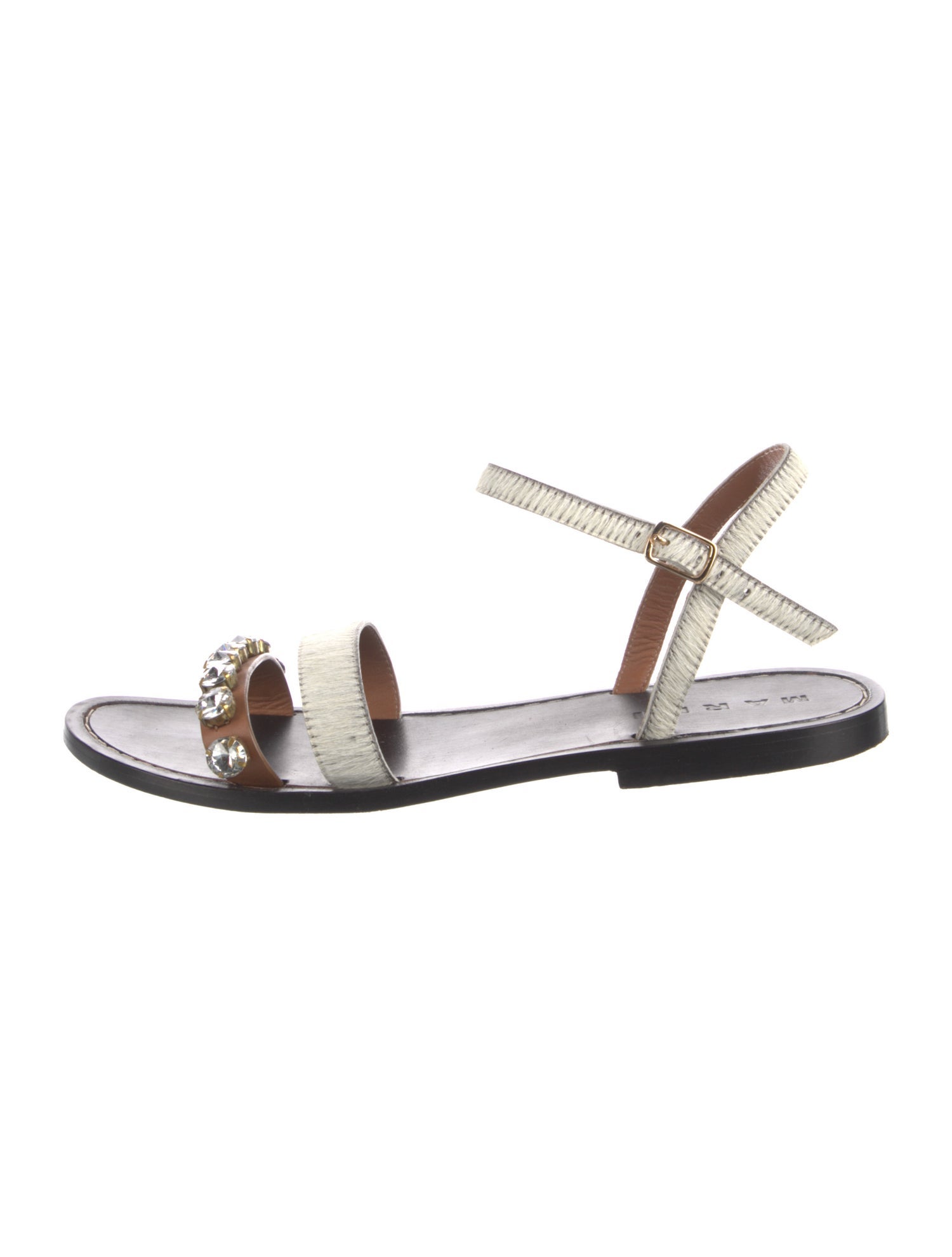Marni Leather Crystal Embellishments Sandals