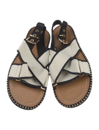 Marni Colorblock Pattern Whipstitch Trim Slingback Sandals