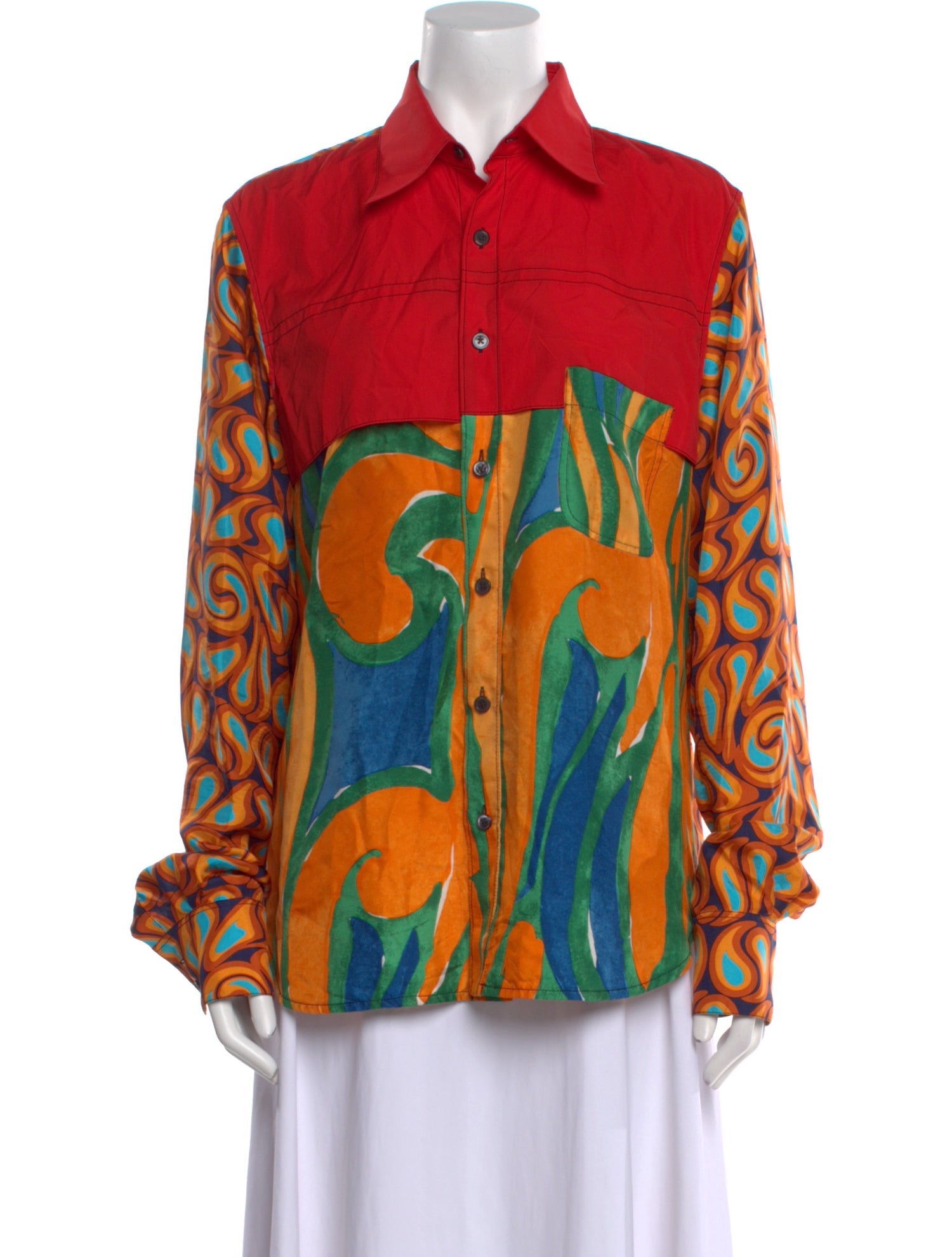 Marni Printed Long Sleeve Button-Up Top