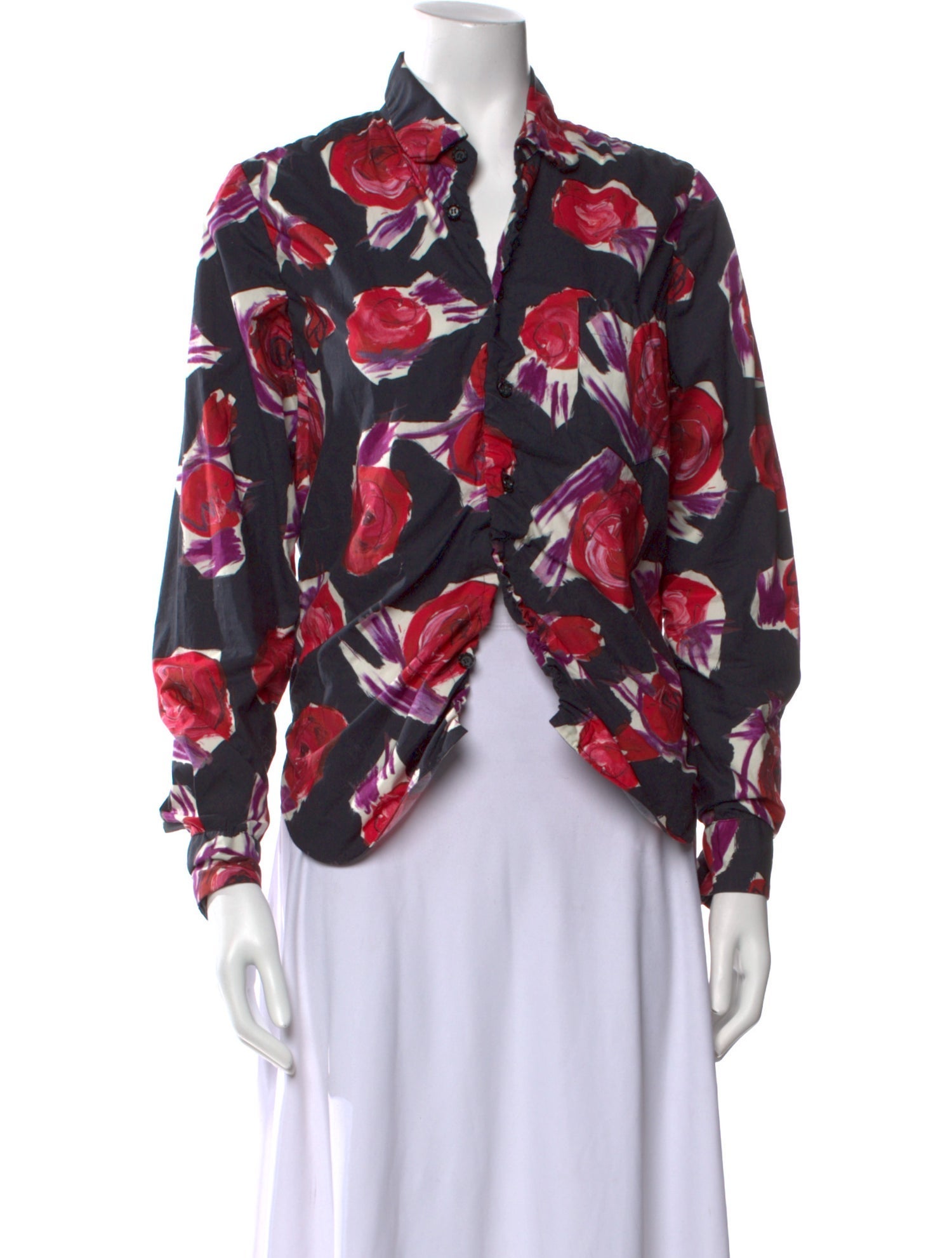 Marni Floral Print Long Sleeve Blouse