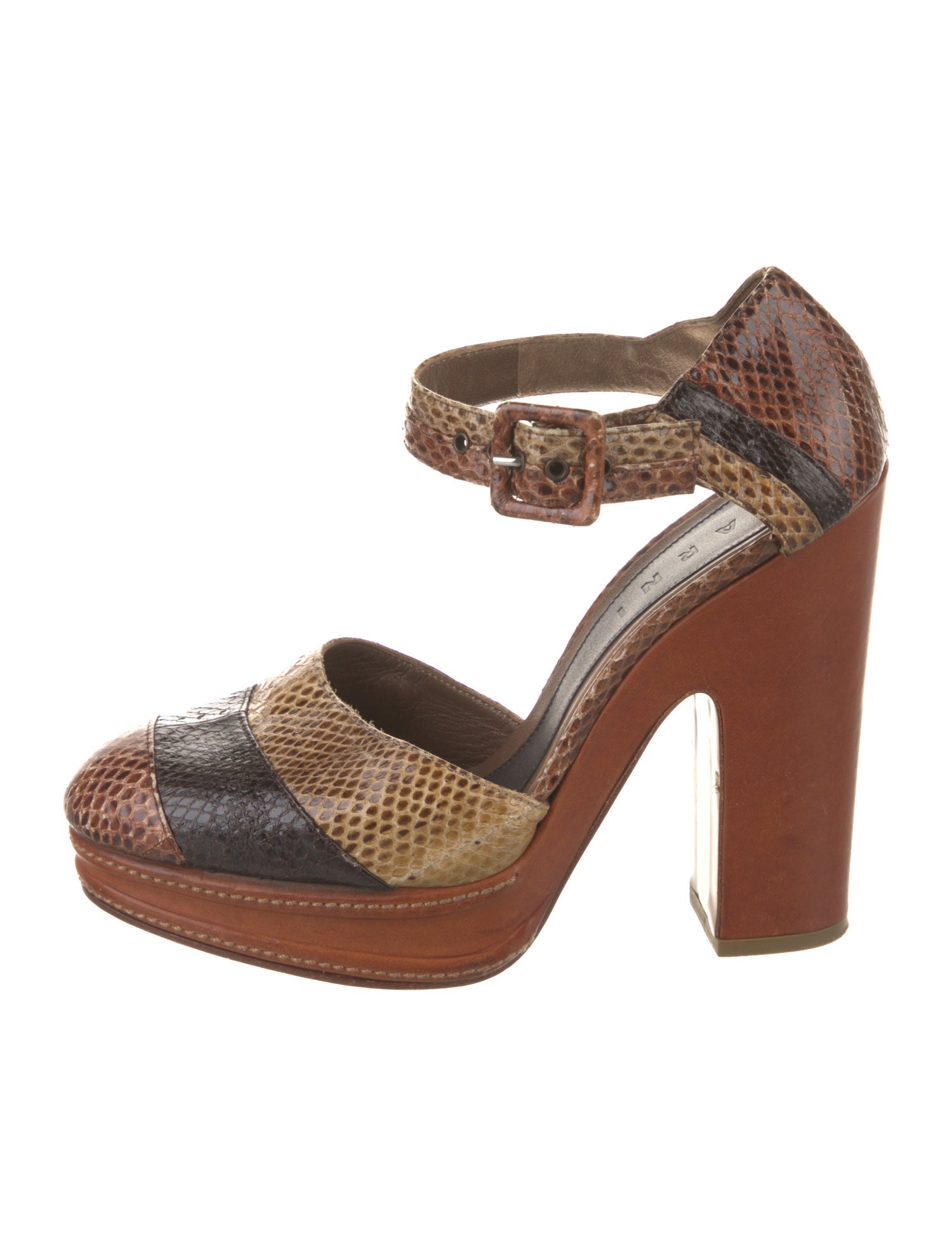 Marni Leather Animal Print D'Orsay Pumps