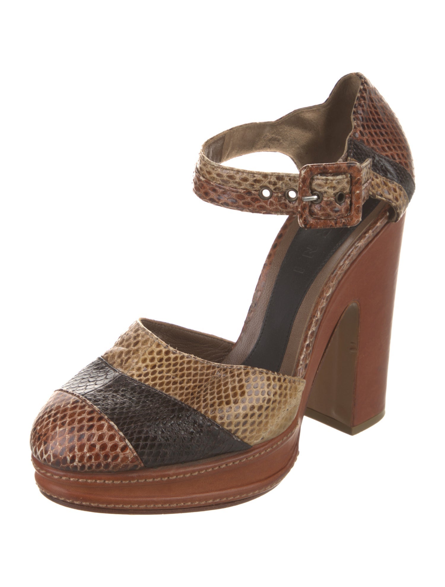 Marni Leather Animal Print D'Orsay Pumps