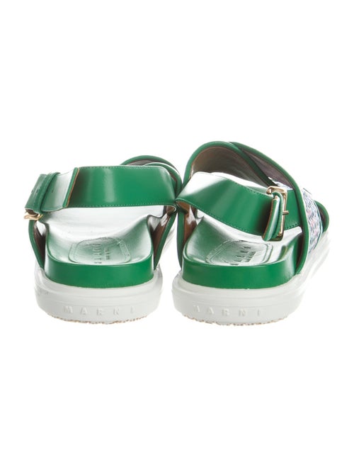 Marni Leather Plaid Print Slingback Sandals