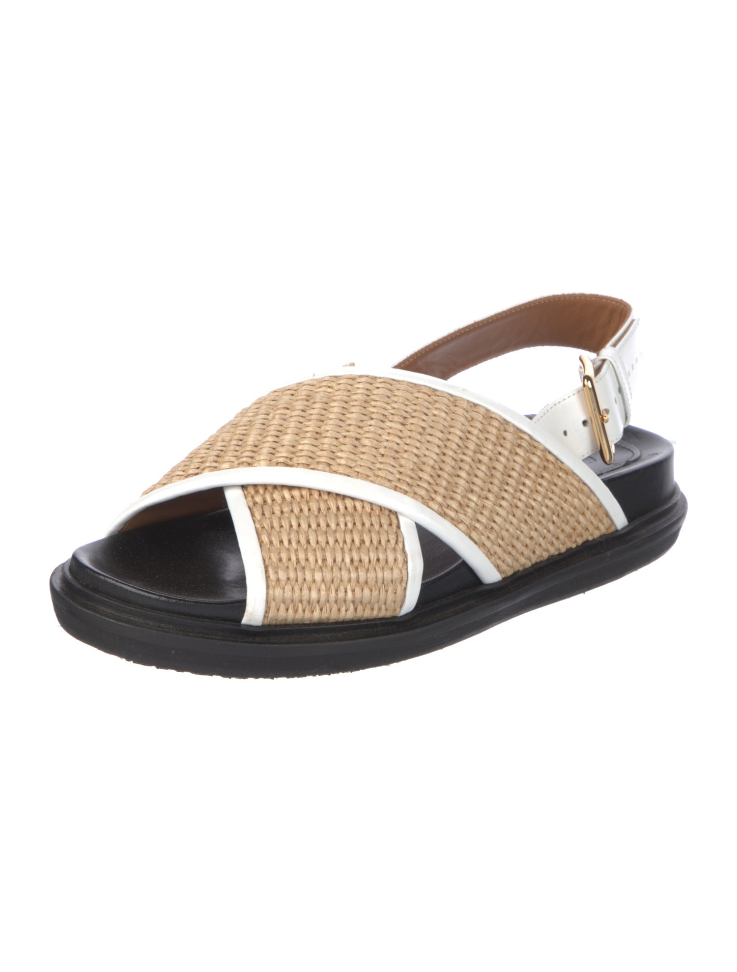 Marni Raffia Colorblock Pattern Slingback Sandals