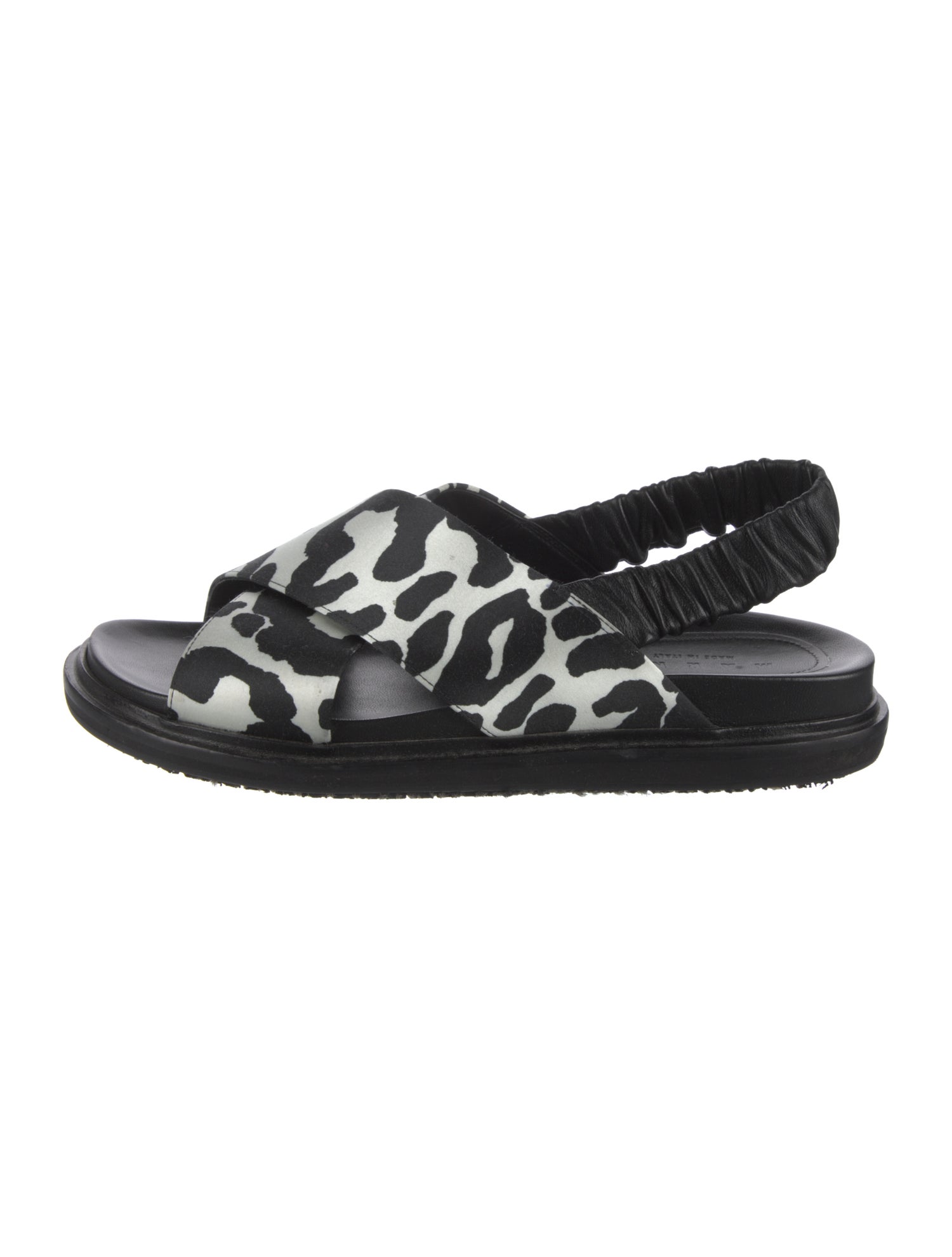 Marni Satin Animal Print Slingback Sandals
