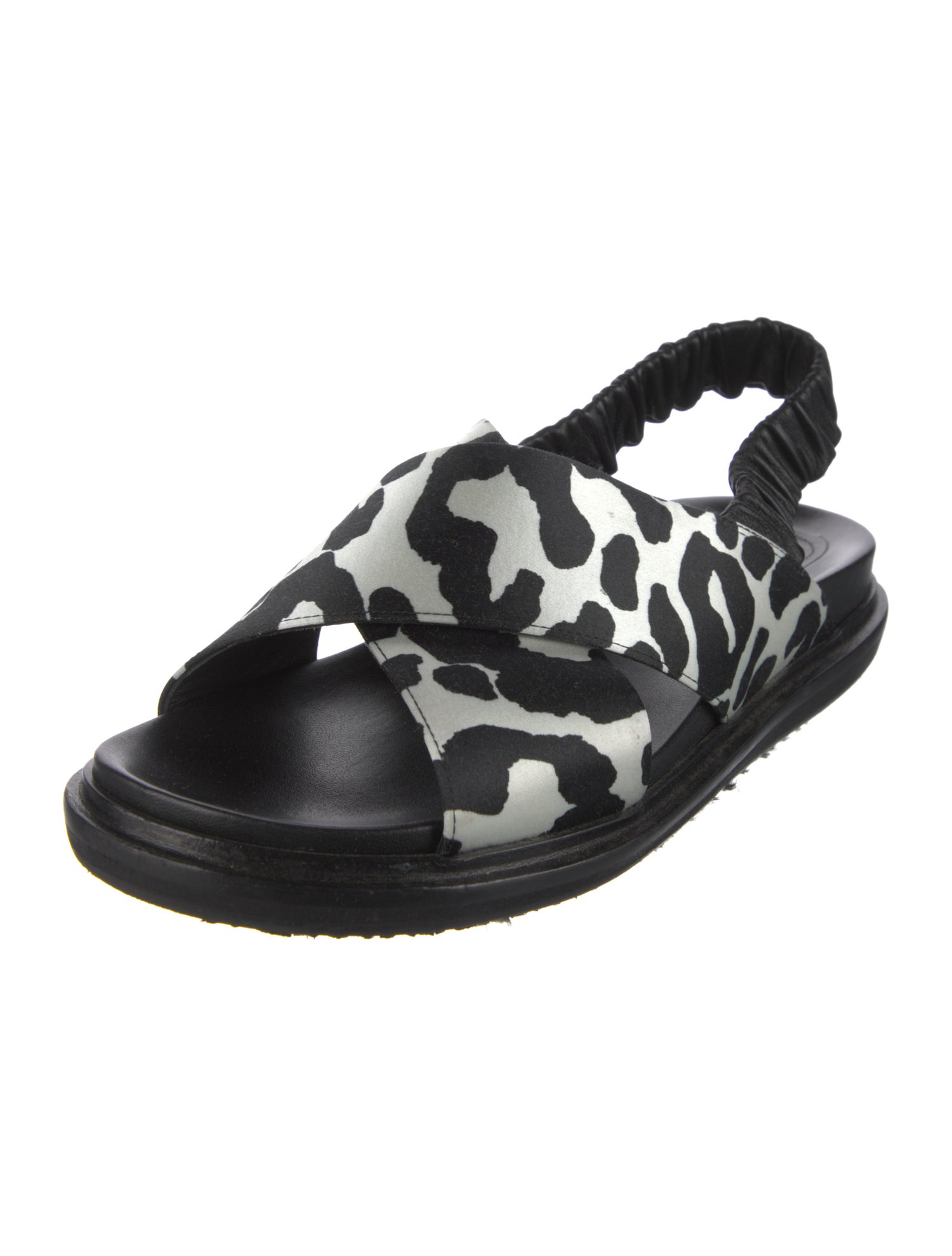 Marni Satin Animal Print Slingback Sandals