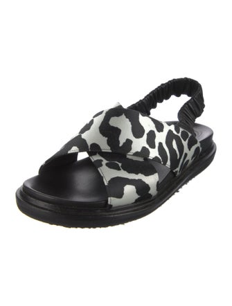 Marni Satin Animal Print Slingback Sandals