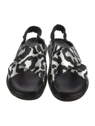 Marni Satin Animal Print Slingback Sandals