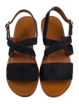 Marni Ponyhair Crystal Embellishments Slingback Sandals