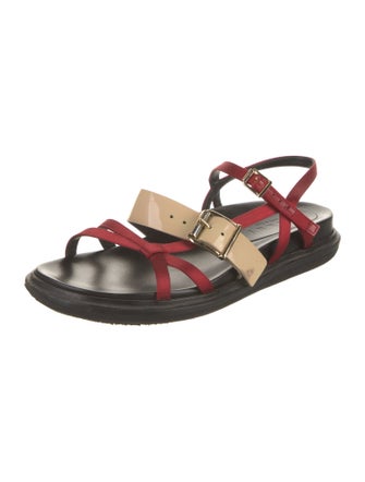Marni Satin Colorblock Pattern Slingback Sandals