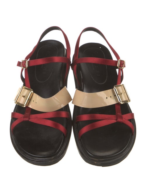 Marni Satin Colorblock Pattern Slingback Sandals