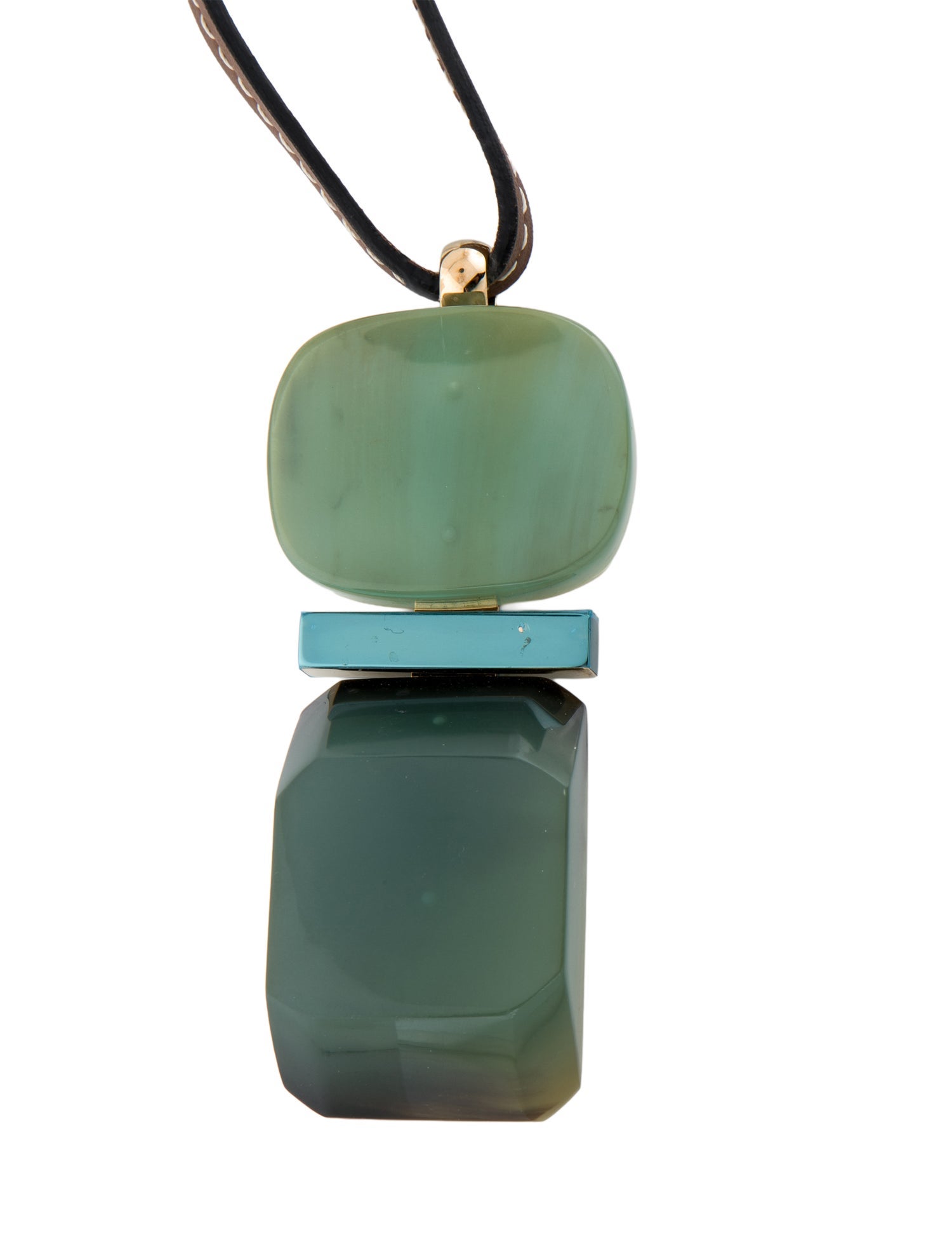 Marni Resin, Horn & Leather Pendant Necklace
